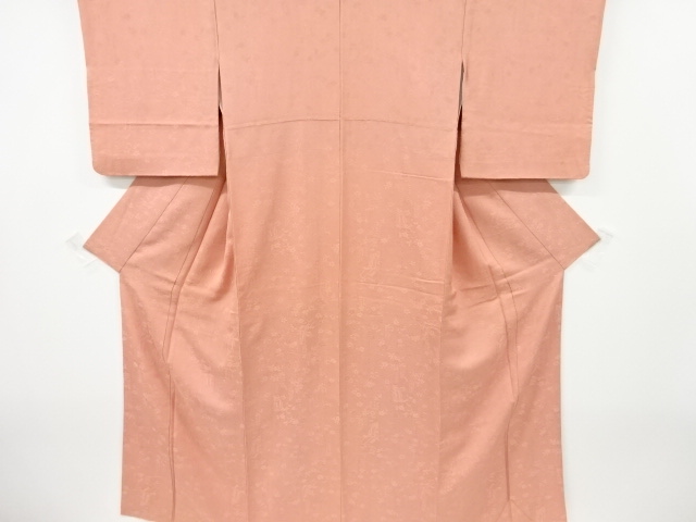 御所車に草花模様織り出し色無地着物